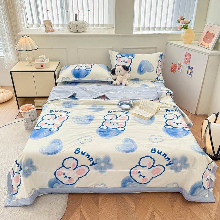 91家纺网 家纺一手货源 找家纺 天之爱 2025新款春夏全棉纯棉印花夏被夏凉被空调被被子被芯晴天小兔