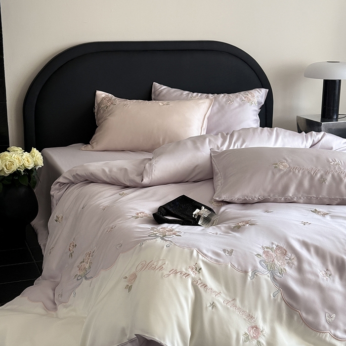 91家纺网 家纺一手货源 找家纺 （总）鹿班家居 2025新款夏季60S莱赛尔刺绣四件套-泡芙发带【标准会员-20元】