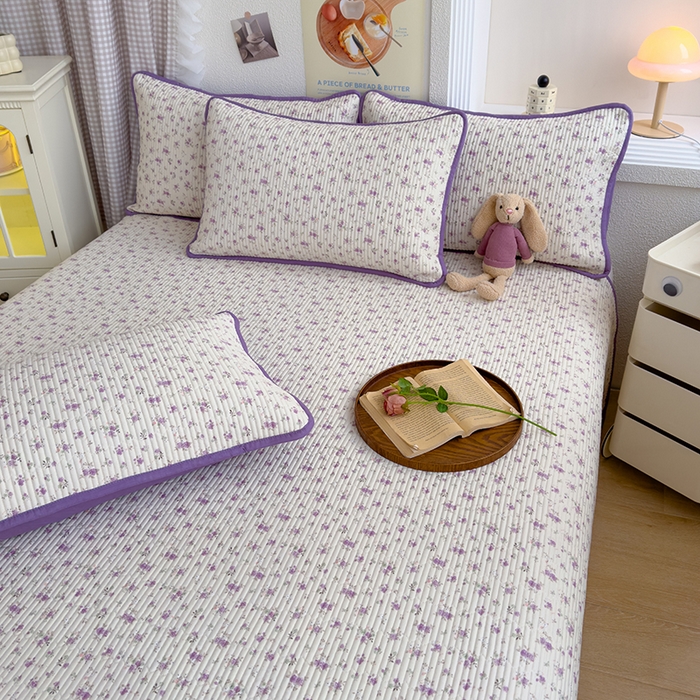 91家纺网 家纺一手货源 找家纺 赫梵茜 2025新款有氧针织双层纱单床盖床盖三件套床盖四件套 蕾拉小姐