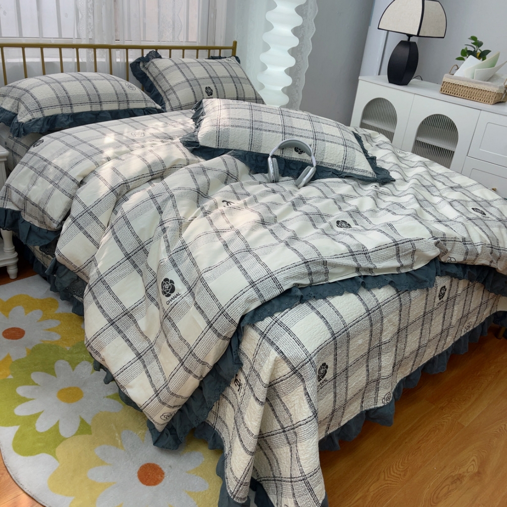 91家纺网 家纺一手货源 找家纺 暖居 2025春夏款高温砂洗棉花床盖三件套被套四件套同款纯棉夏被空调被四季 小香