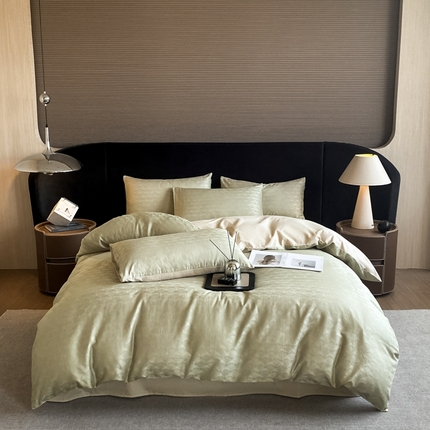 91家纺网 家纺一手货源 找家纺 （总）卡巴伦2025新款长绒棉提花四件套撞色款