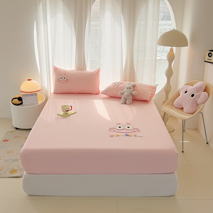 眠帛家居 2025新款A类水洗棉卡通毛巾绣单床笠 小星