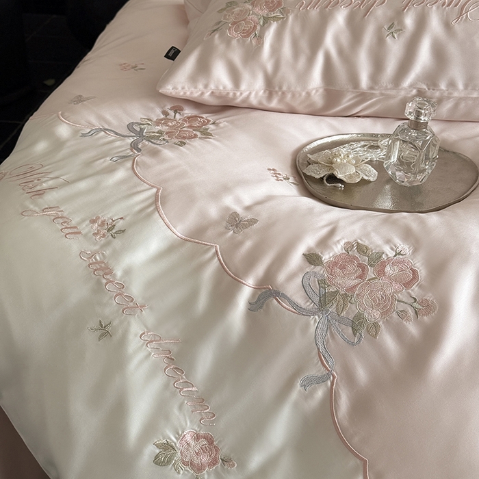 91家纺网 家纺一手货源 找家纺 鹿班家居 2025新款夏季60S莱赛尔刺绣四件套-泡芙发带【标准会员-20元】 泡芙发带-粉色