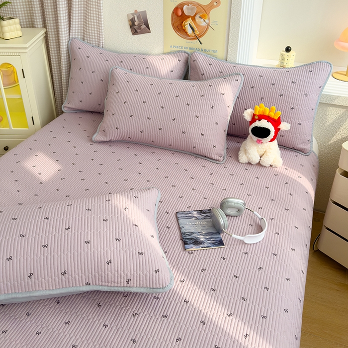 91家纺网 家纺一手货源 找家纺 赫梵茜 2025新款有氧针织双层纱单床盖床盖三件套床盖四件套 结美