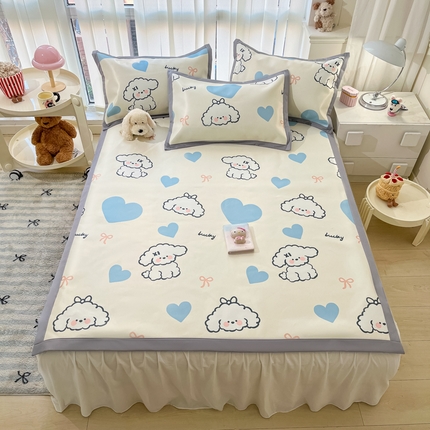 91家纺网 家纺一手货源 找家纺 （总）川悦生活 2025新款600D立体宽边冰丝印花凉席