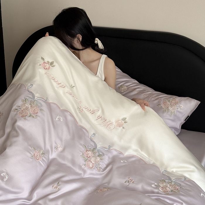 91家纺网 家纺一手货源 找家纺 鹿班家居 2025新款夏季60S莱赛尔刺绣四件套-泡芙发带【标准会员-20元】 泡芙发带-紫色