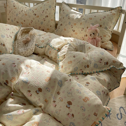 瑞莱 2025新款13372全棉有氧双层纱四件套 狗狗派对