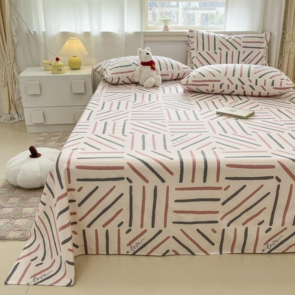 91家纺网 家纺一手货源 找家纺 新印象2025新款直角纯棉老粗布套件 床单款老粗布-布丁