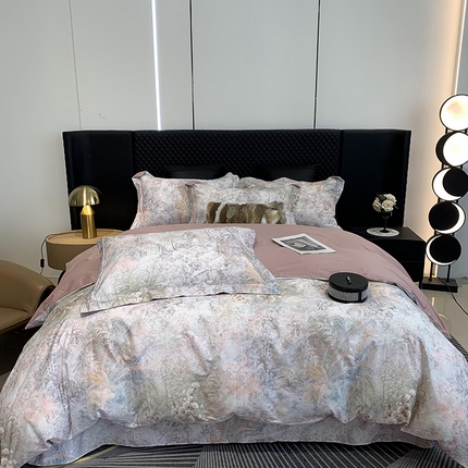 91家纺网 家纺一手货源 找家纺 莱豫家纺 2025新款50支长绒棉数码印花四件套 玛丽雅