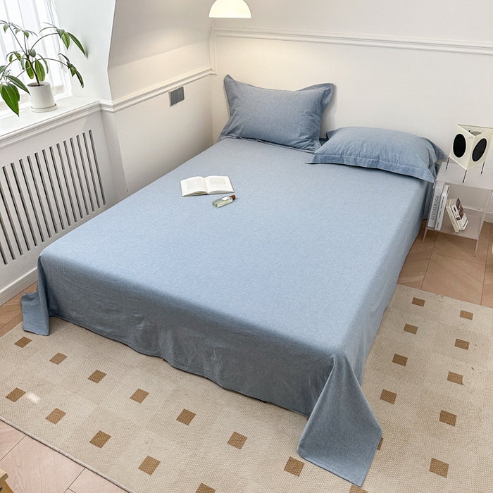 91家纺网 家纺一手货源 找家纺 嘉汀兰家居  2025新款A类母婴级有氧全棉色织水洗棉小清新印花床单单品单床单床单单件 清雅兰