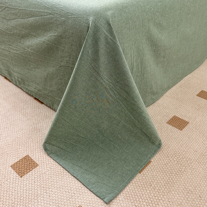 91家纺网 家纺一手货源 找家纺 嘉汀兰家居  2025新款A类母婴级有氧全棉色织水洗棉小清新印花床单单品单床单床单单件 绿