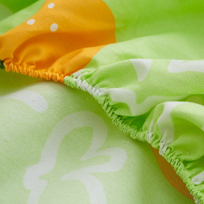 91家纺网 家纺一手货源 找家纺 棉乐町家居 2025新款锦柔老粗布印花床笠 气泡橙