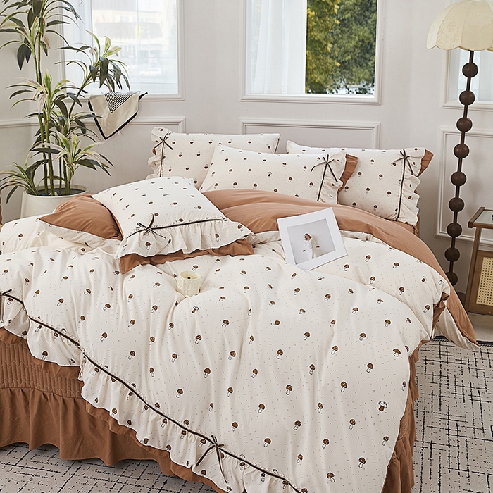 91家纺网 家纺一手货源 找家纺 卡迪亚家纺 2025新款轻氧棉小碎花韩式花边床盖 趣宝贝