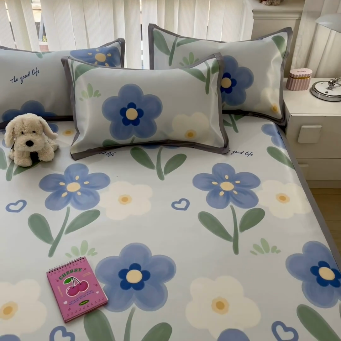 91家纺网 家纺一手货源 找家纺 川悦生活 2025新款600D立体宽边冰丝印花凉席 南风夏余