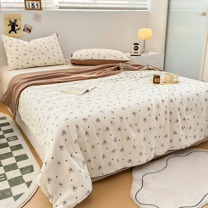 91家纺网 家纺一手货源 找家纺 （总）奥汀洛家纺 2025新款小清新针织棉双层纱夏被