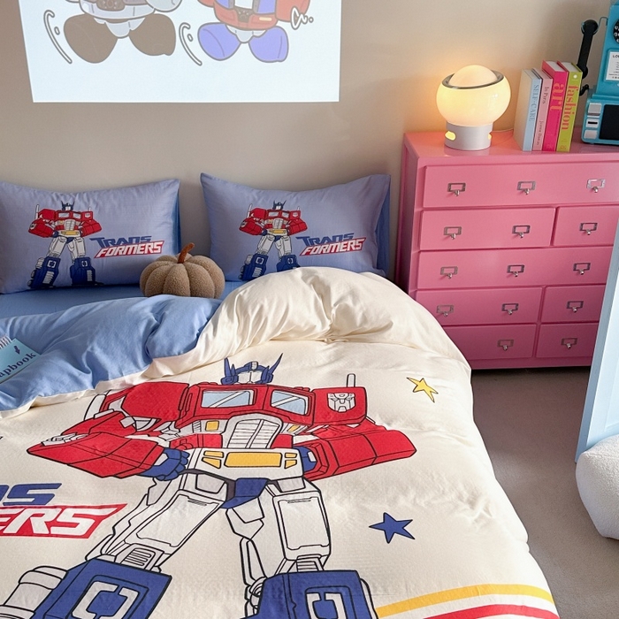 91家纺网 家纺一手货源 找家纺 2025新款设计师专版全棉双层纱四件套 超能勇士