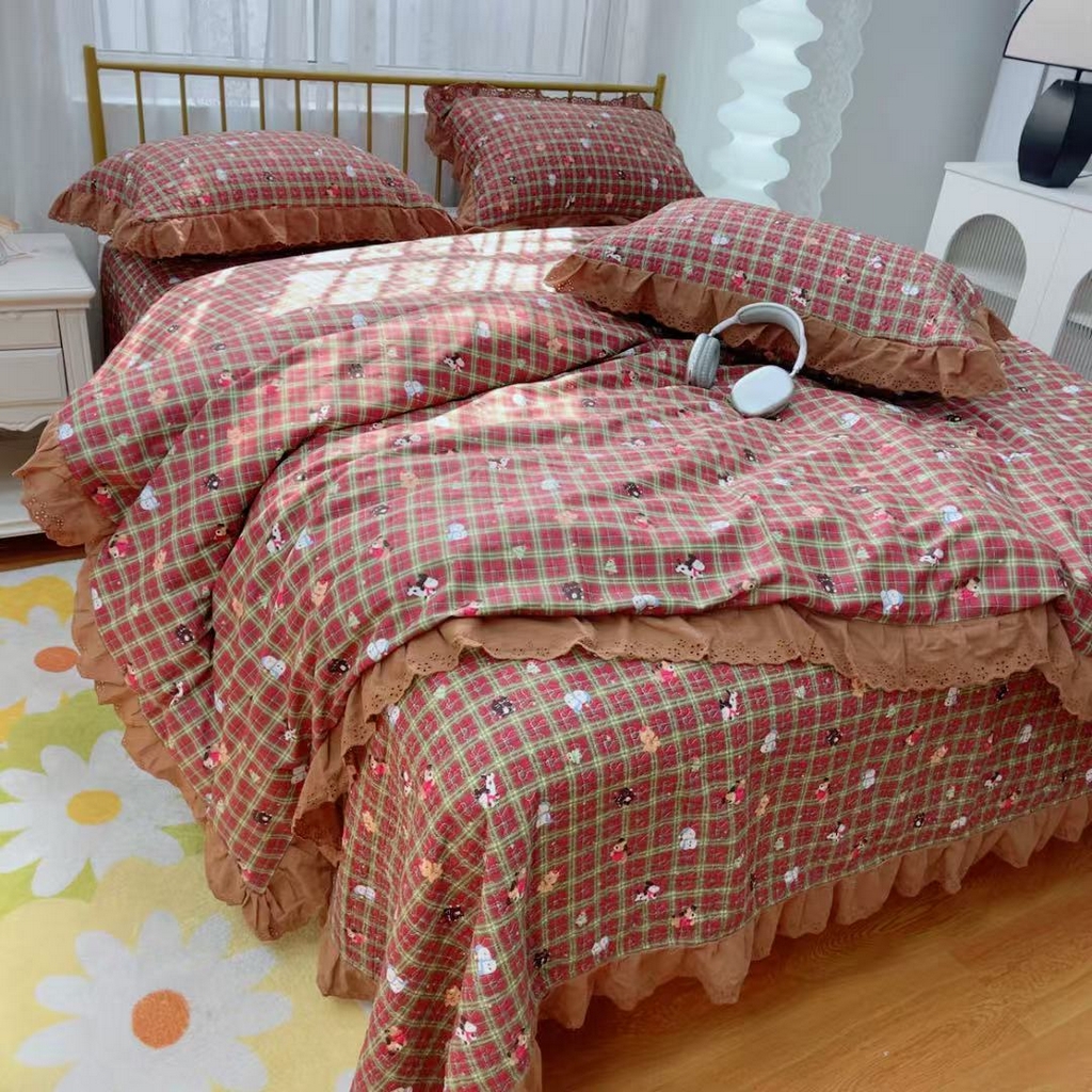 91家纺网 家纺一手货源 找家纺 暖居 2025春夏款高温砂洗棉花床盖三件套被套四件套同款纯棉夏被空调被四季 圣诞