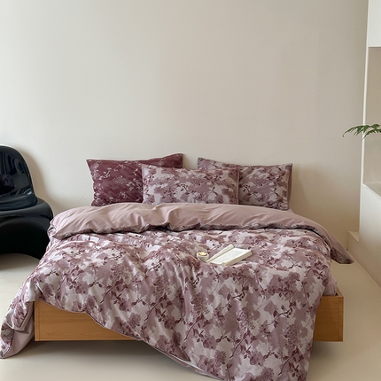 91家纺网 家纺一手货源 找家纺 简家居 2025新款60支色织空气感大提花四件套-望春 望春-豆沙