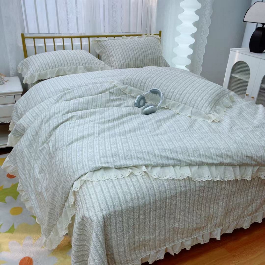 91家纺网 家纺一手货源 找家纺 暖居 2025春夏款高温砂洗棉花床盖三件套被套四件套同款纯棉夏被空调被四季 伊甸园