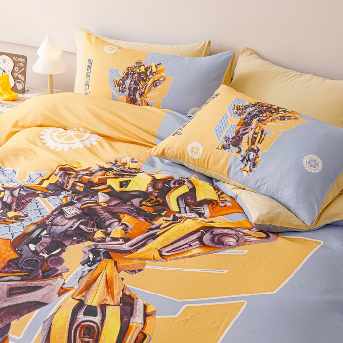 91家纺网 家纺一手货源 找家纺 2025新款设计师专版全棉双层纱四件套 大黄蜂