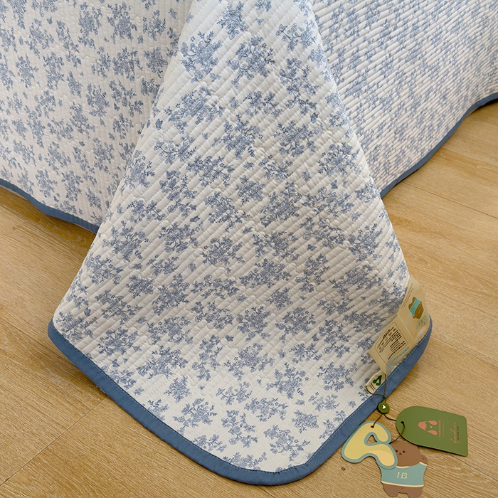 91家纺网 家纺一手货源 找家纺 赫梵茜 2025新款有氧针织双层纱单床盖床盖三件套床盖四件套 萱花-兰