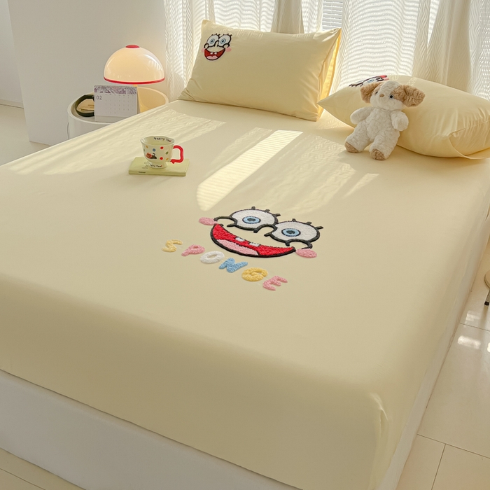 91家纺网 家纺一手货源 找家纺 （总）眠帛家居 2025新款A类水洗棉卡通毛巾绣单床笠