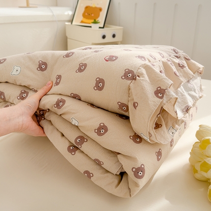 91家纺网 家纺一手货源 找家纺 默忆 2025新款韩版花边木棉夏被夏凉被空调被被子被芯 可爱熊熊