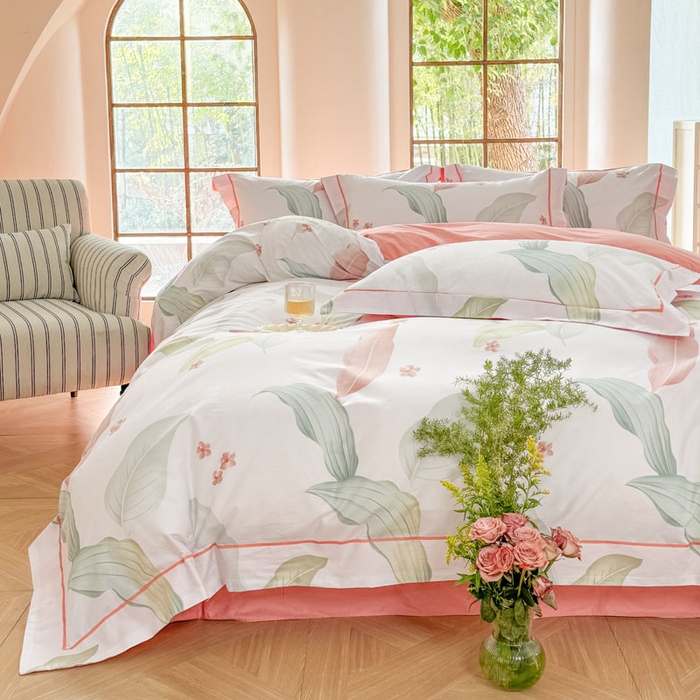 91家纺网 家纺一手货源 找家纺 7V 2025新款轻奢大宽边100%纯棉四件套133*76全棉喷气宽幅长绒棉被套床单床笠套件 雅绘