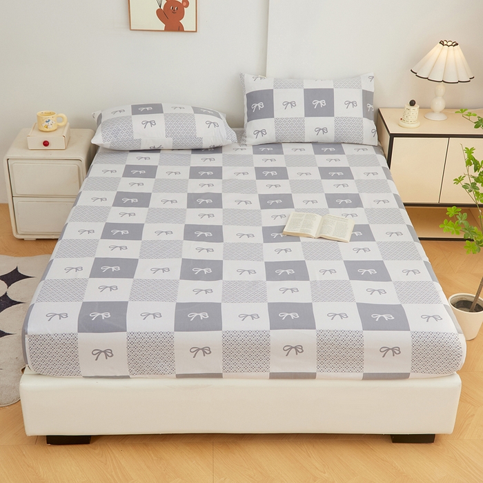 91家纺网 家纺一手货源 找家纺 金泰莱 2025新款锦柔老粗布印花床笠 蝴蝶结