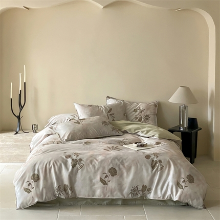 91家纺网 家纺一手货源 找家纺 FORTWO家纺原创设计（FOR TWO家纺） 2025新款50花卉印花双针款四件套 南风