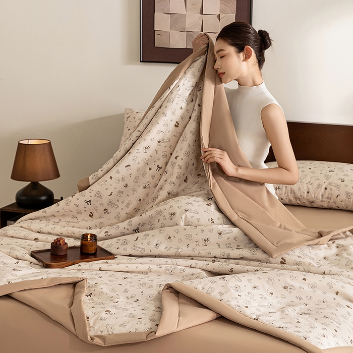 91家纺网 家纺一手货源 找家纺 （总）吾诺 2025 全棉印花单层纱大豆夏被四件套夏凉被空调被子被芯全棉夏被