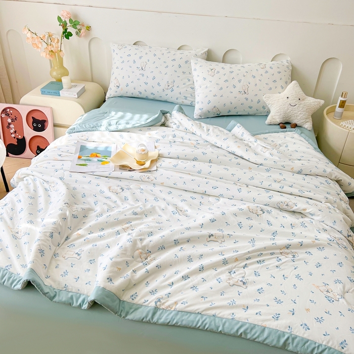 91家纺网 家纺一手货源 找家纺 爱屋及屋2025新款棉花夏被 叶之猫