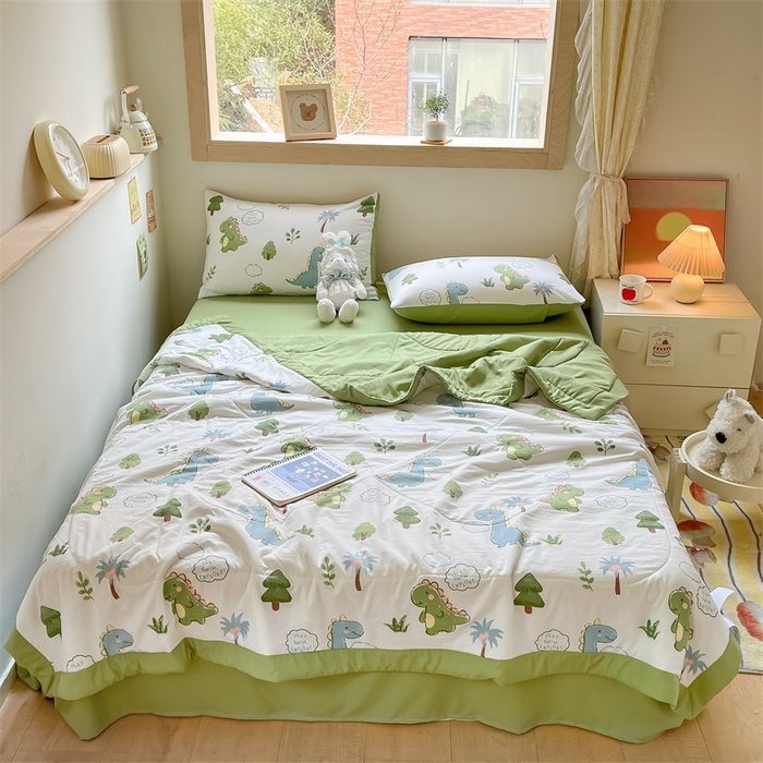 91家纺网 家纺一手货源 找家纺 梵蒂莎 2025云朵棉棉花夏被恐龙天地-绿