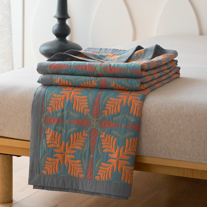 91家纺网 家纺一手货源 找家纺 棠薇家纺 2025新款60S长绒棉纯棉纱布毛巾被 典雅之风