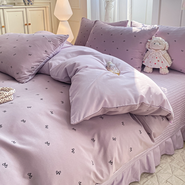 91家纺网 家纺一手货源 找家纺 一比一家纺 2025新款针织双层纱床盖四件套 结羽