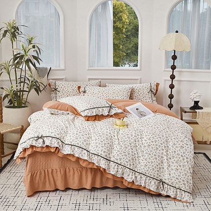 卡迪亚家纺 2025新款轻氧棉小碎花韩式花边床盖 雅秀