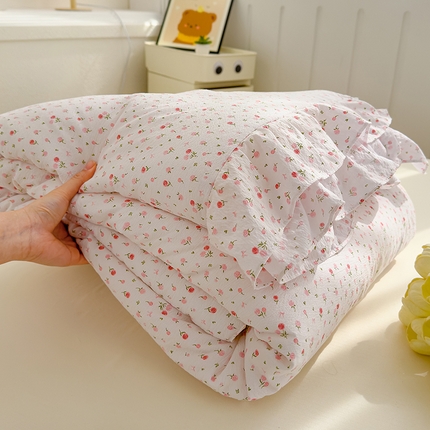 91家纺网 家纺一手货源 找家纺 （总）默忆 2025新款韩版花边木棉夏被夏凉被空调被被子被芯