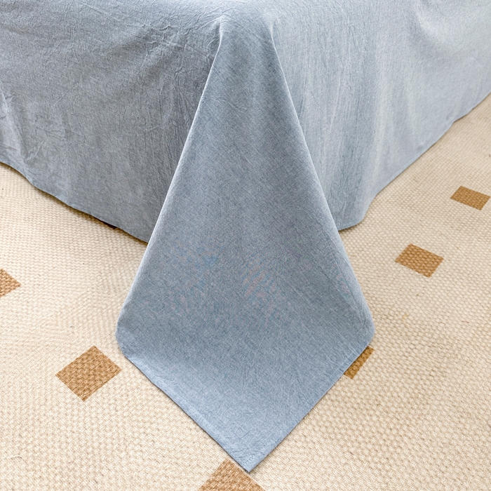 91家纺网 家纺一手货源 找家纺 嘉汀兰家居  2025新款A类母婴级有氧全棉色织水洗棉小清新印花床单单品单床单床单单件 清雅兰