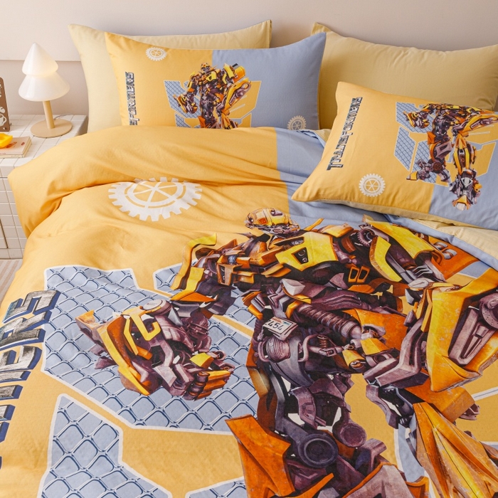 91家纺网 家纺一手货源 找家纺 2025新款设计师专版全棉双层纱四件套 大黄蜂