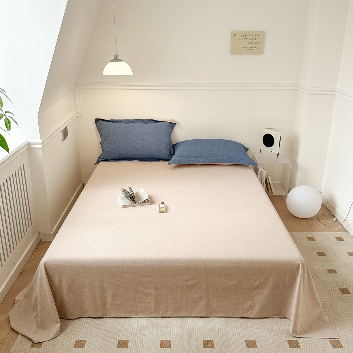 91家纺网 家纺一手货源 找家纺 嘉汀兰家居  2025新款A类母婴级有氧全棉色织水洗棉小清新印花床单单品单床单床单单件 深驼