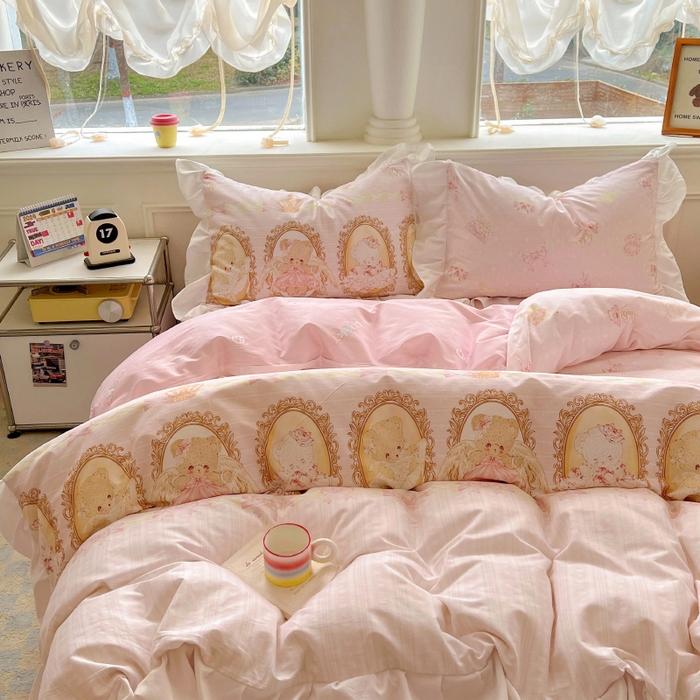 91家纺网 家纺一手货源 找家纺 （总）浩诚 2025新款洛丽塔纯棉花边款四件套