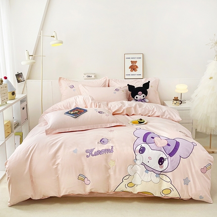 91家纺网 家纺一手货源 找家纺 （总）金绣美居 2025新款全棉大版卡通贴布绣春夏新款四件套-太空女孩