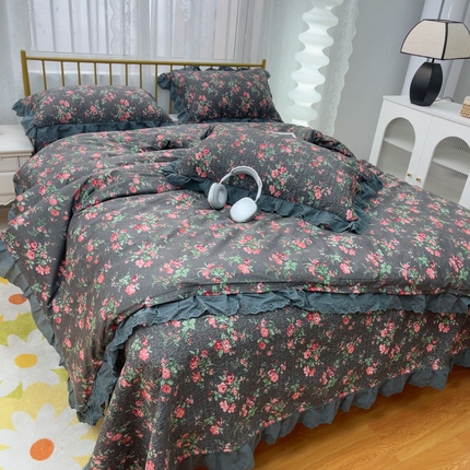 暖居 2025春夏款高温砂洗棉花床盖三件套被套四件套同款纯棉夏被空调被四季 中国美