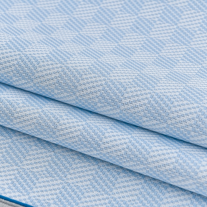 91家纺网 家纺一手货源 找家纺 小牛席业 2025新款棋盘格-熊猫凉感冰丝席系列（床笠款） 蓝色