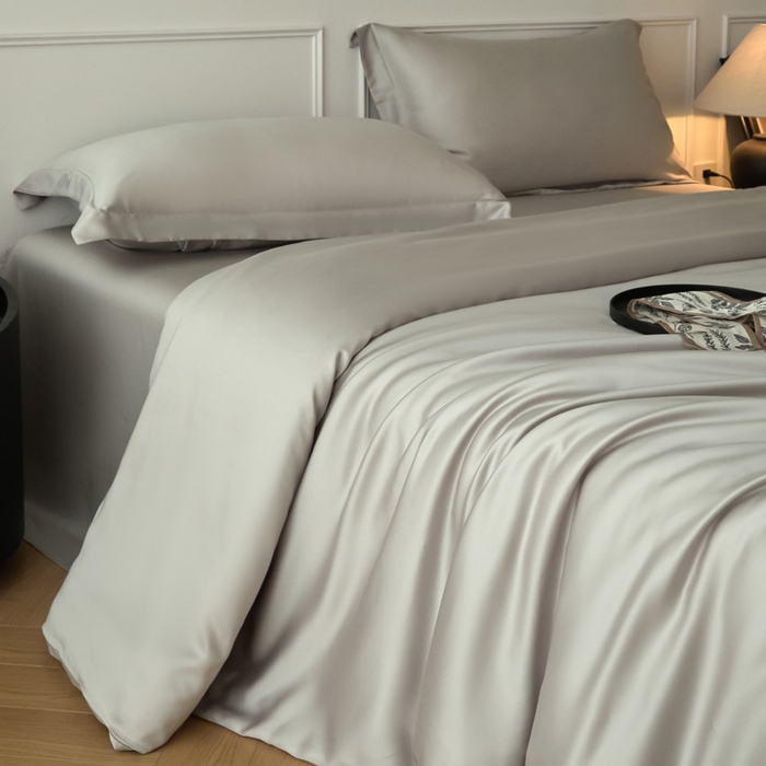 91家纺网 家纺一手货源 找家纺 涵宸2025新款天丝-天丝棉-纯色四件套-场景1 太空灰