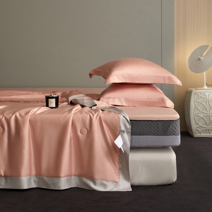 91家纺网 家纺一手货源 找家纺 A+爱家（纪梵茜） 2025新款纯色夏被四件套 豆沙粉