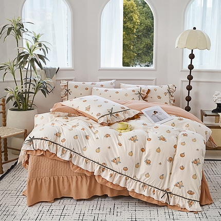 卡迪亚家纺 2025新款轻氧棉小碎花韩式花边床盖 觅可可