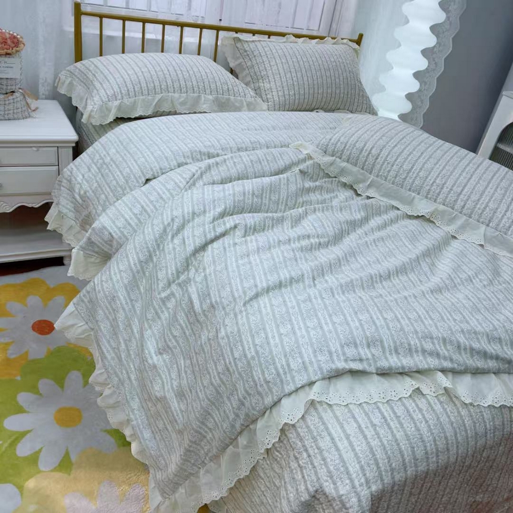 91家纺网 家纺一手货源 找家纺 暖居 2025春夏款高温砂洗棉花床盖三件套被套四件套同款纯棉夏被空调被四季 伊甸园