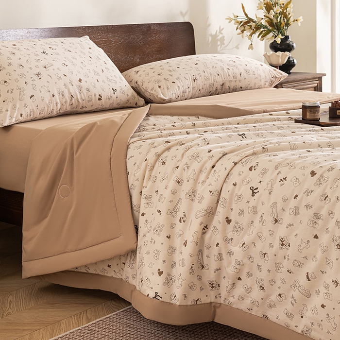 91家纺网 家纺一手货源 找家纺 （总）吾诺 2025 全棉印花单层纱大豆夏被四件套夏凉被空调被子被芯全棉夏被