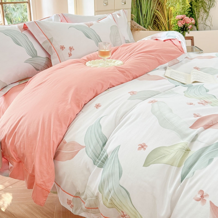 91家纺网 家纺一手货源 找家纺 7V 2025新款轻奢大宽边100%纯棉四件套133*76全棉喷气宽幅长绒棉被套床单床笠套件 雅绘